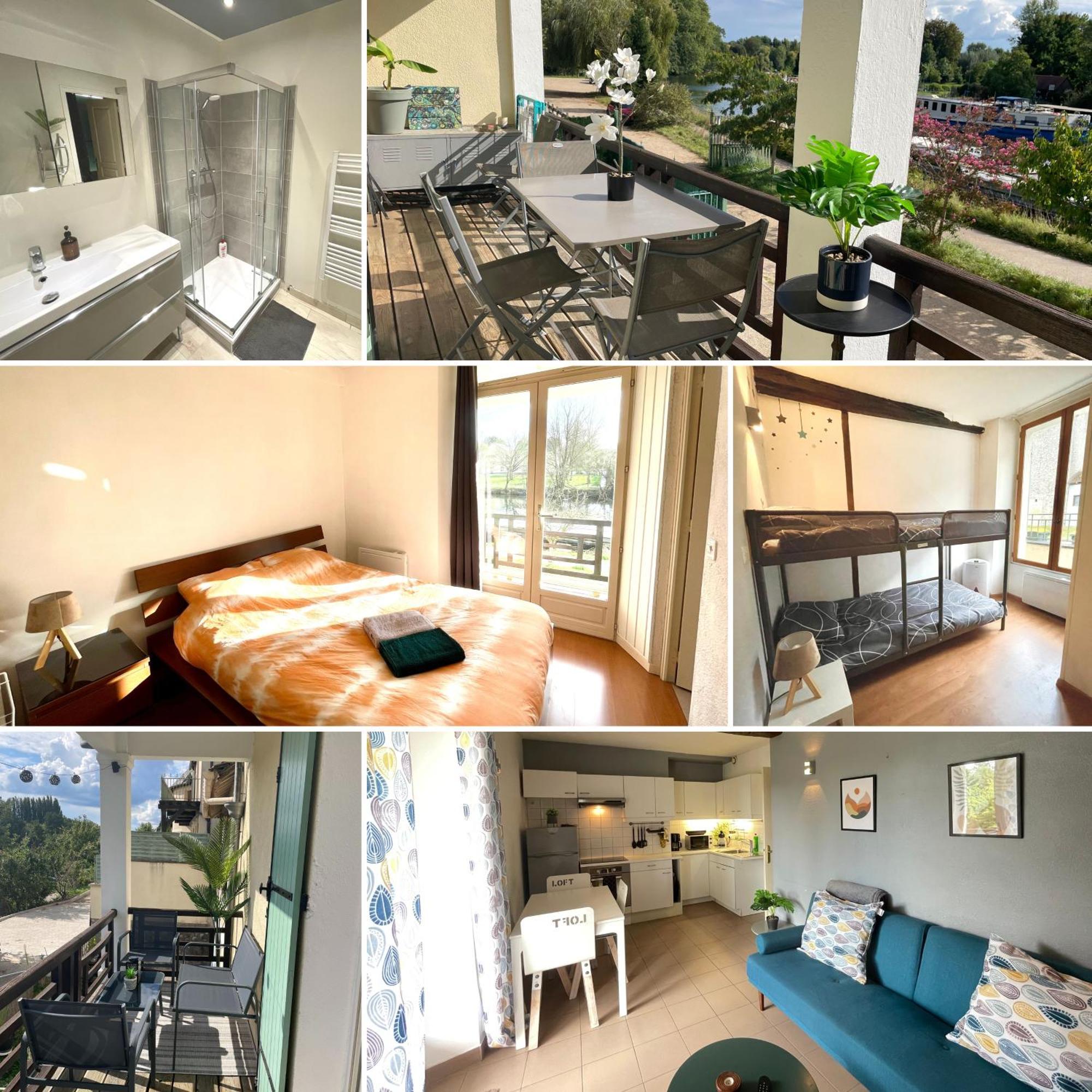 T3-Balcon Plein Sud-Acces Direct Au Bord Du Loing Appartement Moret-sur-Loing Buitenkant foto